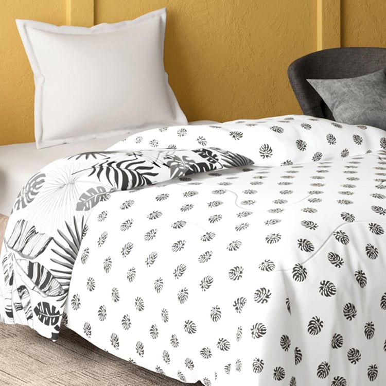 PORTICO Marvella White Printed Cotton Single Bed Comforter - 152x220cm