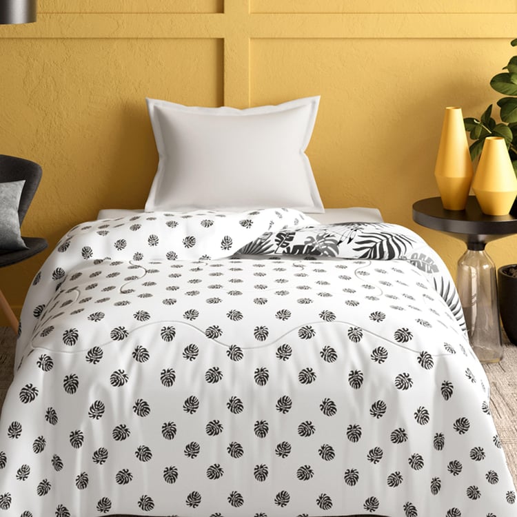 PORTICO Marvella White Printed Cotton Single Bed Comforter - 152x220cm