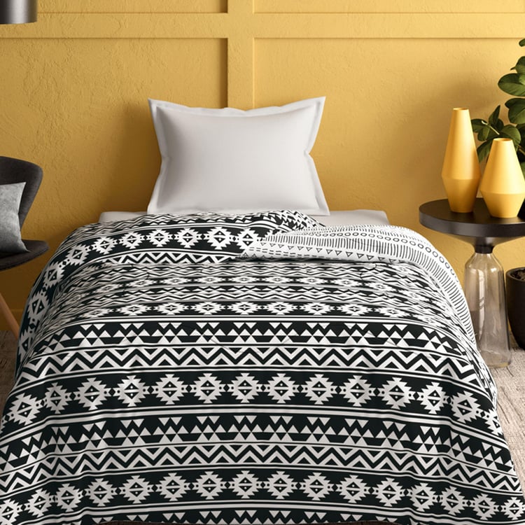 PORTICO Marvella Black Printed Cotton Single Bed Comforter - 152x220cm