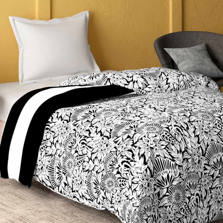 PORTICO Marvella Black Printed Cotton Single Bed Comforter - 152x220cm