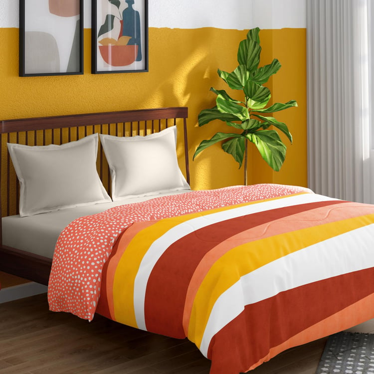 PORTICO Hashtag Multicolour Striped Cotton Double Bed Comforter - 220x240cm