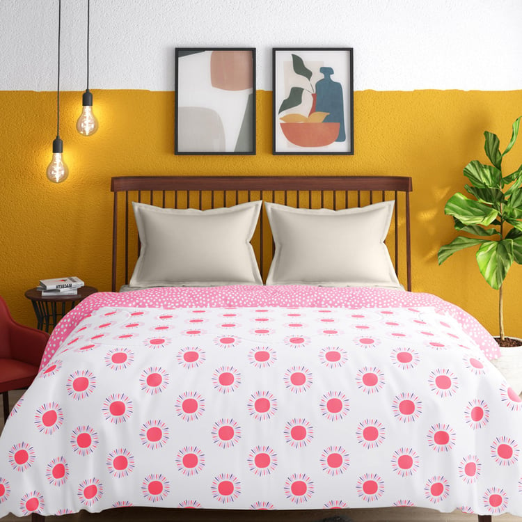 PORTICO Hashtag Pink Printed Cotton Double Bed Comforter - 220x240cm