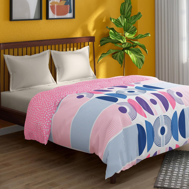 PORTICO Hashtag Multicolour Printed Cotton Queen Comforter - 220x240cm