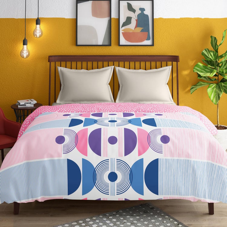 PORTICO Hashtag Multicolour Printed Cotton Queen Comforter - 220x240cm