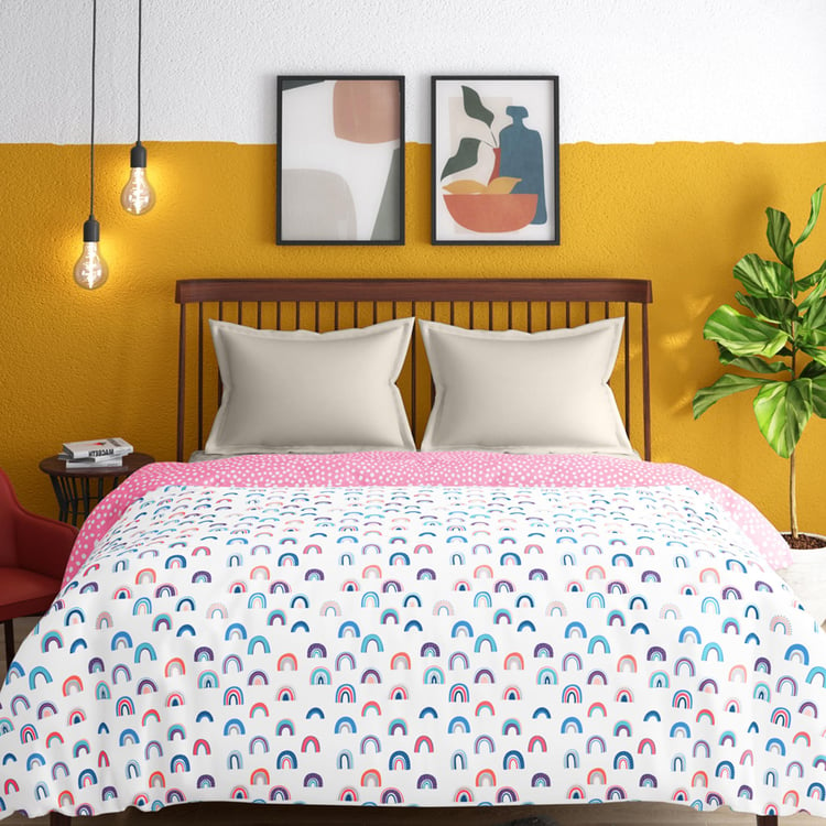PORTICO Hashtag White Printed Cotton Double Bed Comforter - 220x240cm