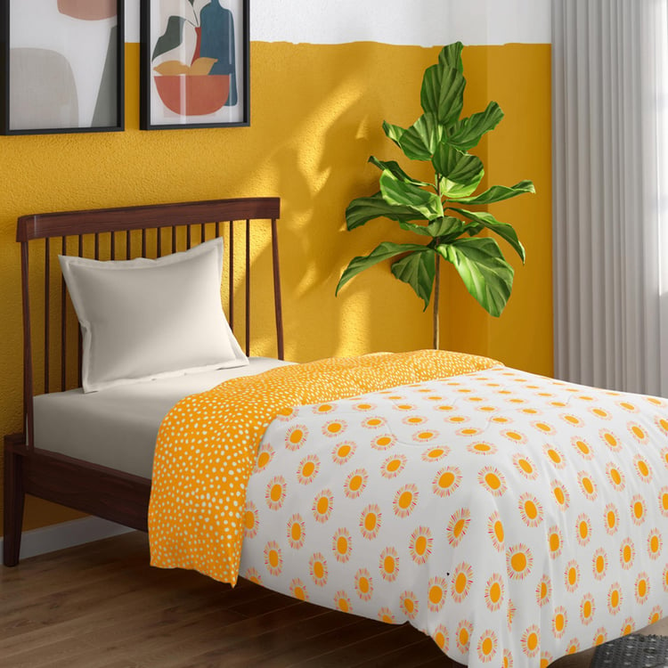 PORTICO Hashtag Yellow Printed Cotton Single Bed Comforter - 150x220cm