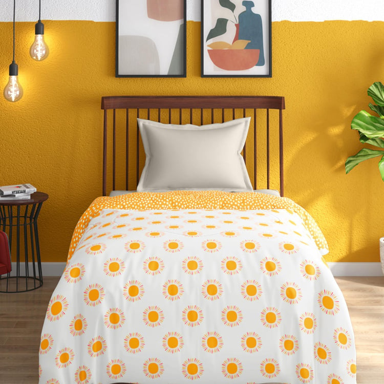 PORTICO Hashtag Yellow Printed Cotton Single Bed Comforter - 150x220cm