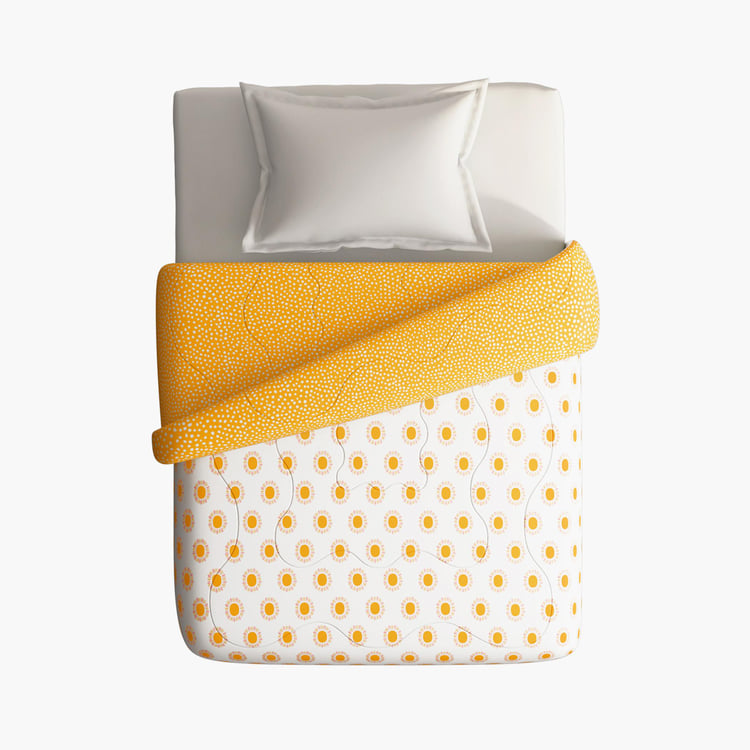 PORTICO Hashtag Yellow Printed Cotton Single Bed Comforter - 150x220cm