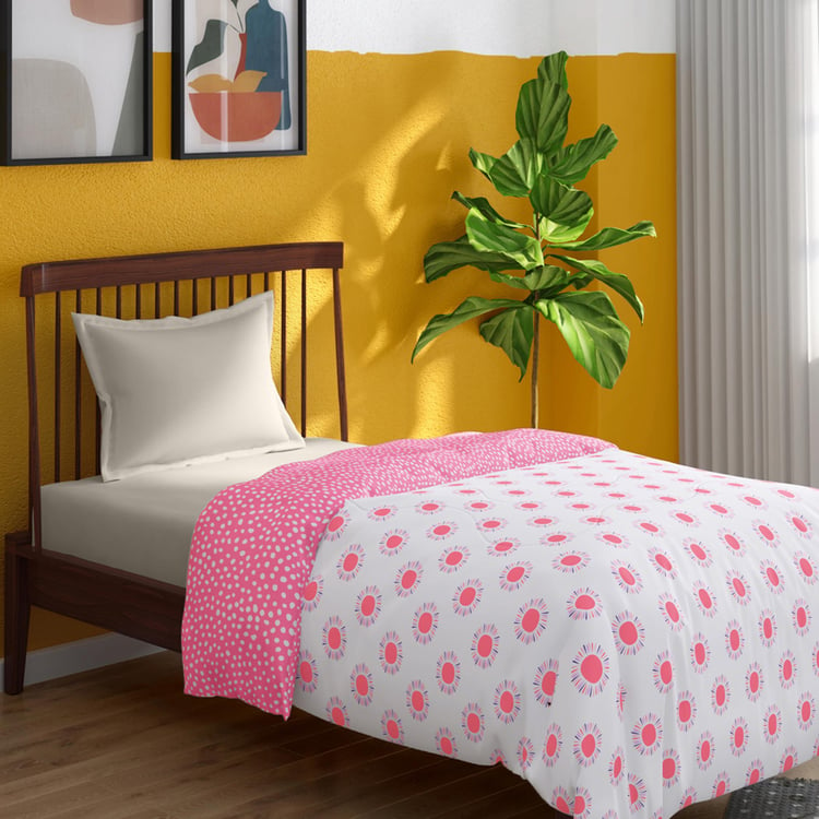 PORTICO Hashtag Pink Printed Cotton Single Bed Comforter - 152x220cm