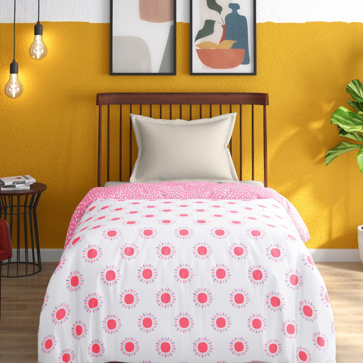 PORTICO Hashtag Pink Printed Cotton Single Bed Comforter - 152x220cm