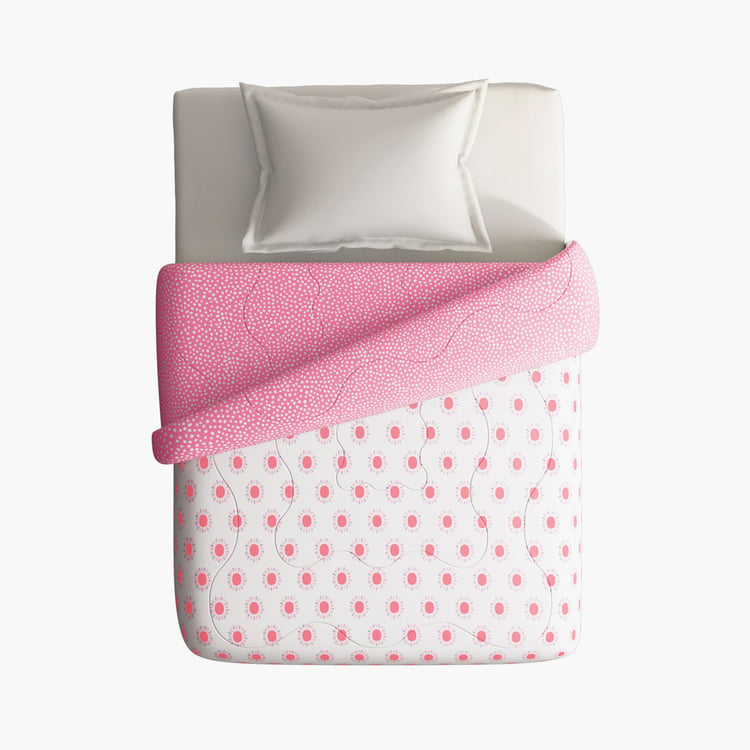 PORTICO Hashtag Pink Printed Cotton Single Bed Comforter - 152x220cm