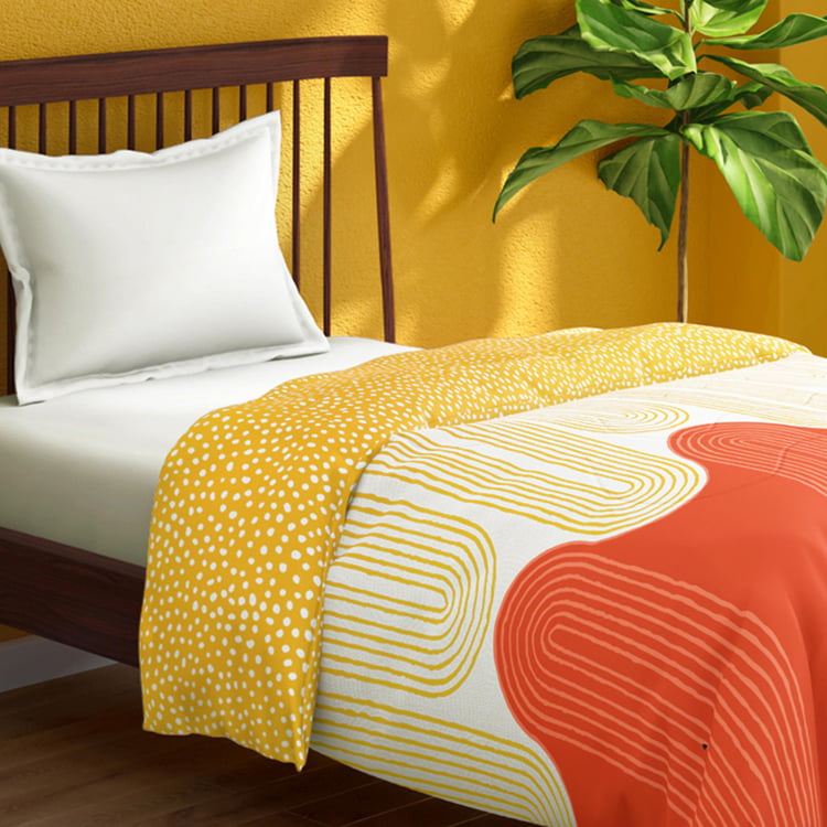 PORTICO Hashtag Orange Printed Cotton Single Bed Comforter - 152x220cm