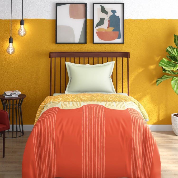 PORTICO Hashtag Orange Printed Cotton Single Bed Comforter - 152x220cm