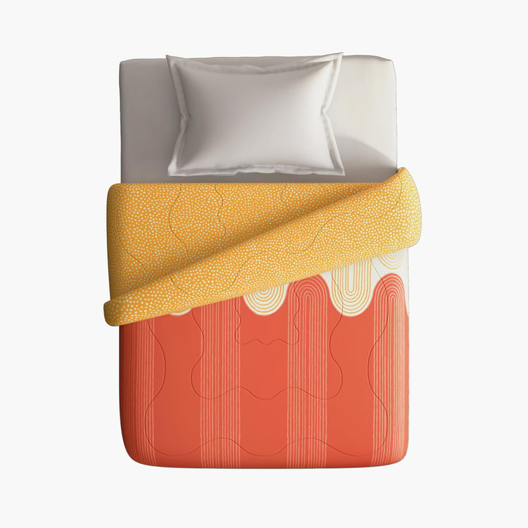 PORTICO Hashtag Orange Printed Cotton Single Bed Comforter - 152x220cm