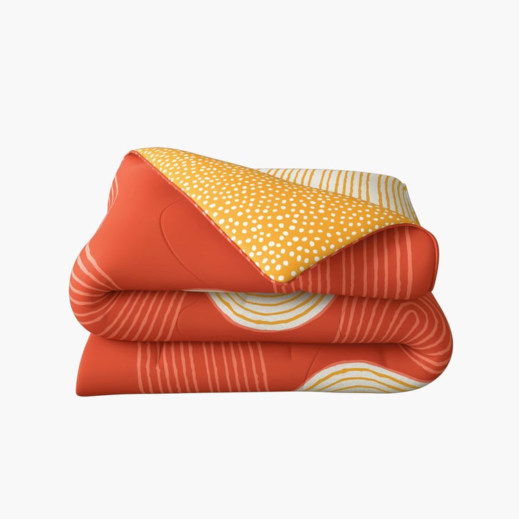 PORTICO Hashtag Orange Printed Cotton Single Bed Comforter - 152x220cm