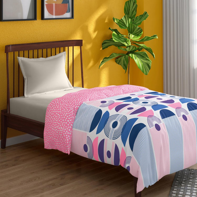 PORTICO Hashtag Pink Printed Cotton Single Comforter - 152x220cm