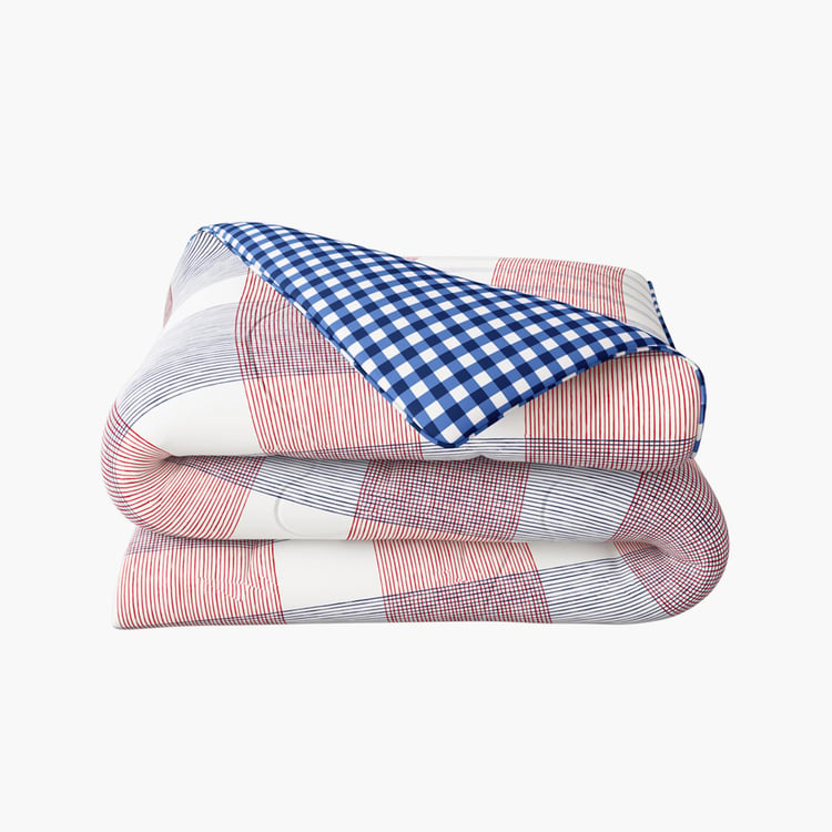 PORTICO Cadence Pink Checked Cotton Double Bed Comforter - 224x274cm