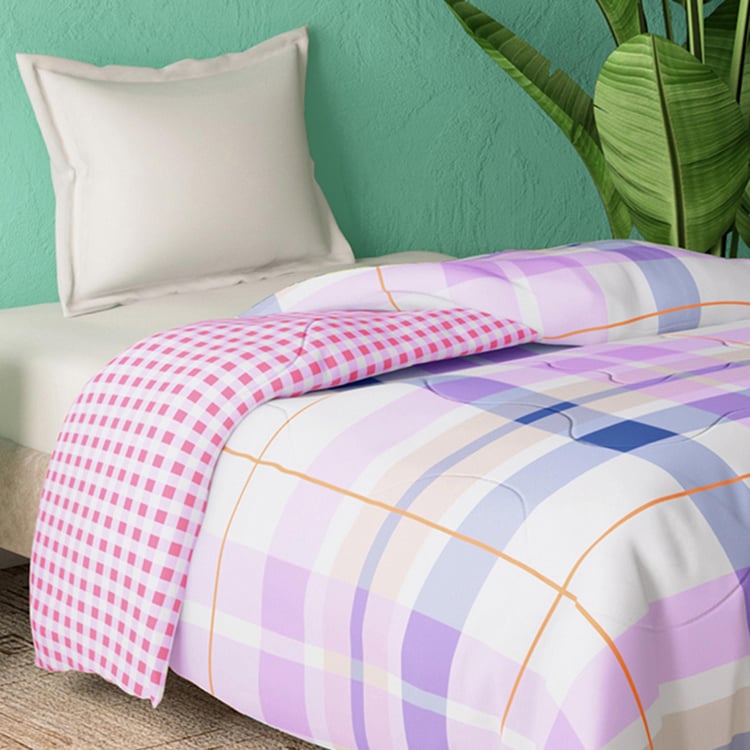 PORTICO Cadence Pink Checked Cotton Single Bed Comforter - 152x224cm