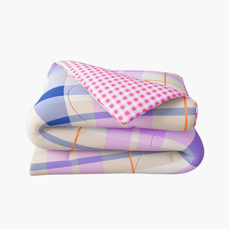 PORTICO Cadence Pink Checked Cotton Single Bed Comforter - 152x224cm