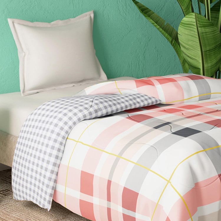 PORTICO Cadence Checked Multicolour Cotton Single Bed Comforter - 152x224cm