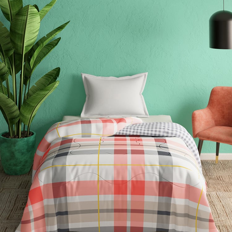 PORTICO Cadence Checked Multicolour Cotton Single Bed Comforter - 152x224cm