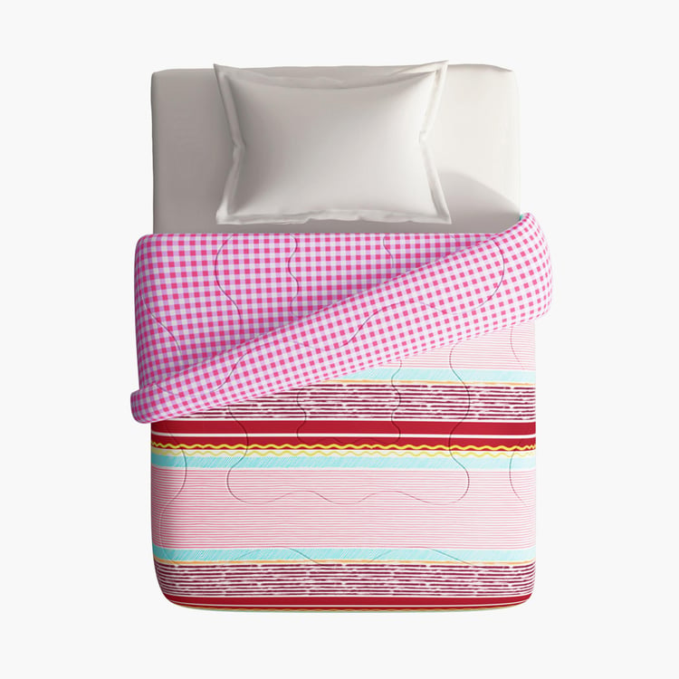 PORTICO Cadence Striped Pink Cotton Single Bed Comforter - 152x224cm