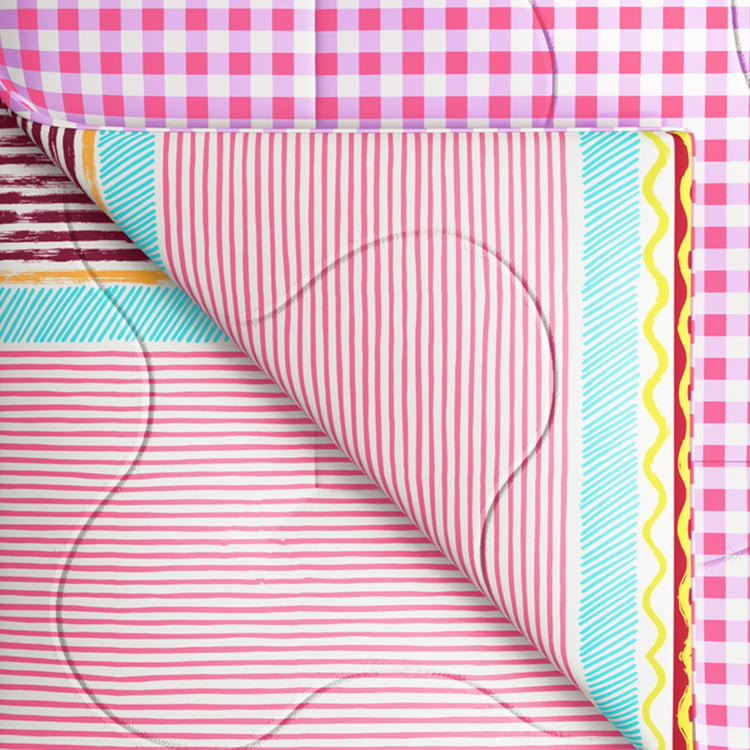 PORTICO Cadence Striped Pink Cotton Single Bed Comforter - 152x224cm