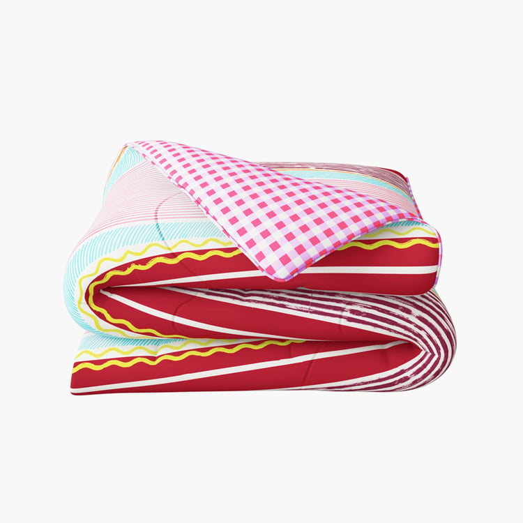 PORTICO Cadence Striped Pink Cotton Single Bed Comforter - 152x224cm