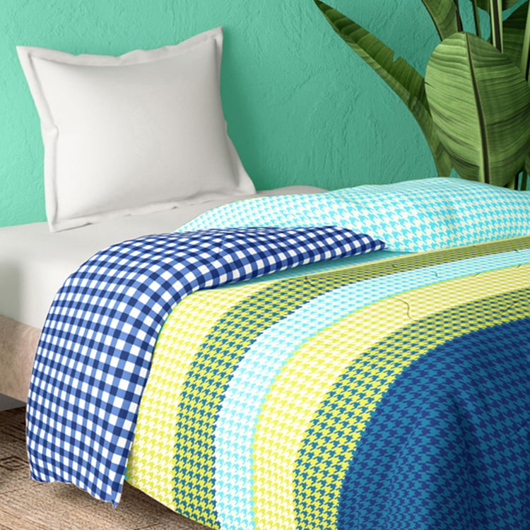 PORTICO Cadence Checked Multicolour Cotton Single Bed Comforter - 152x224cm