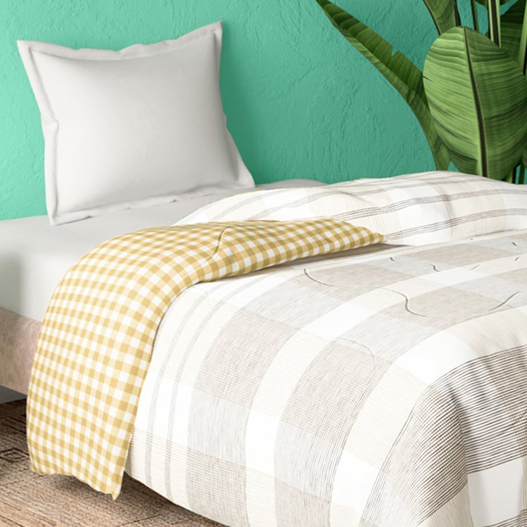 PORTICO Cadence Beige Striped Cotton Single Bed Comforter - 152x224cm