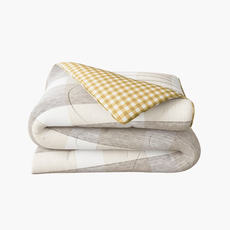 PORTICO Cadence Beige Striped Cotton Single Bed Comforter - 152x224cm