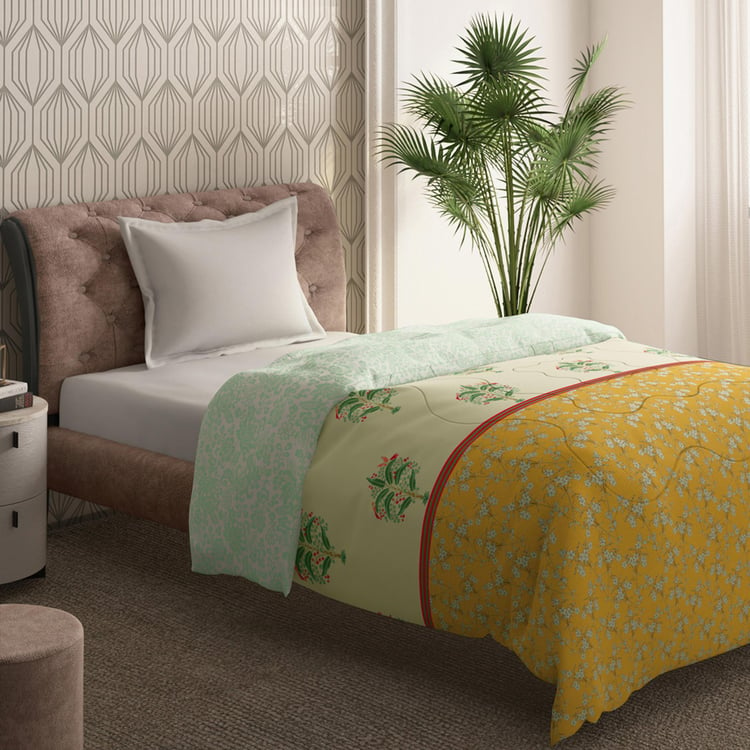 PORTICO Shalimaar Yellow Printed Cotton Single Comforter - 152x224cm