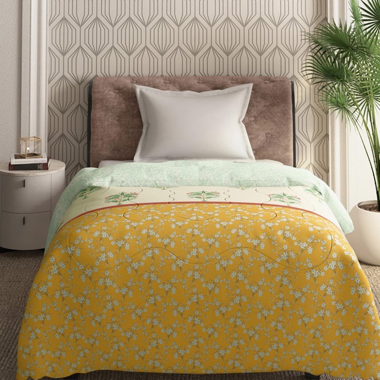 PORTICO Shalimaar Yellow Printed Cotton Single Comforter - 152x224cm