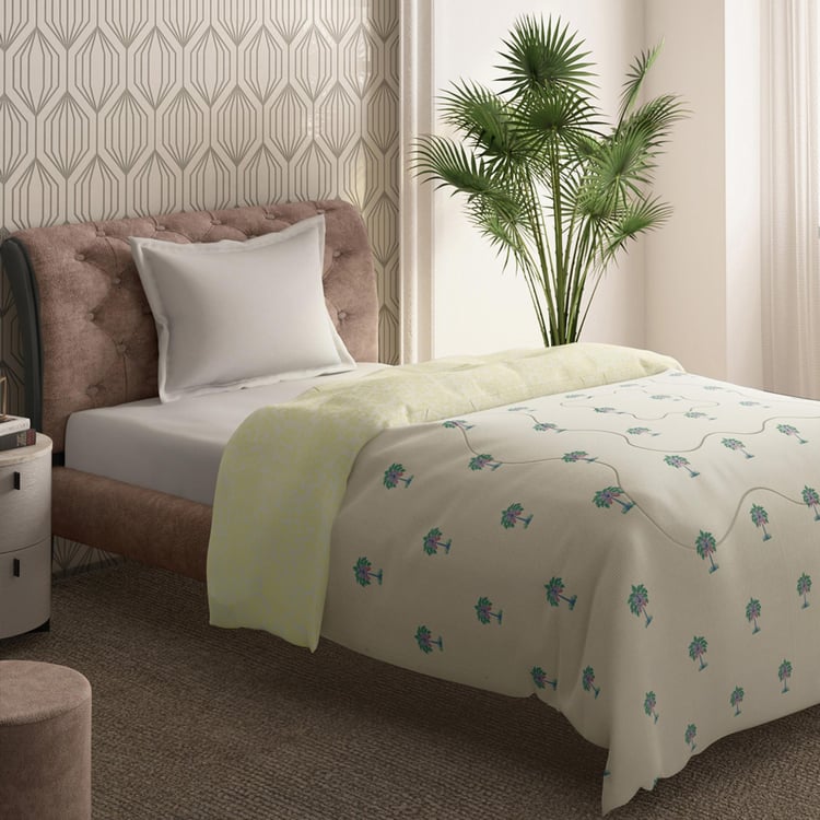 PORTICO Shalimaar White Botanical Printed Cotton Single Comforter - 152x224cm