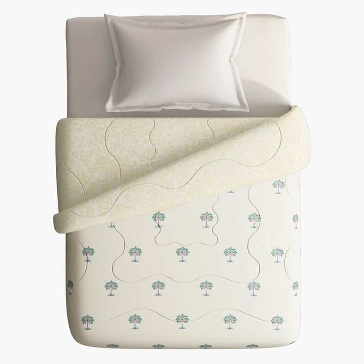 PORTICO Shalimaar White Botanical Printed Cotton Single Comforter - 152x224cm