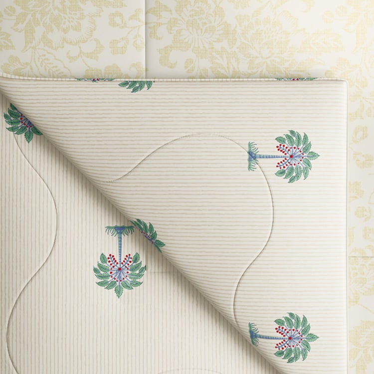 PORTICO Shalimaar White Botanical Printed Cotton Single Comforter - 152x224cm