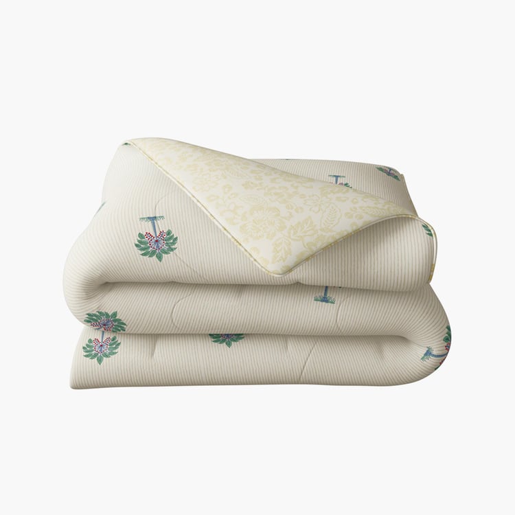 PORTICO Shalimaar White Botanical Printed Cotton Single Comforter - 152x224cm