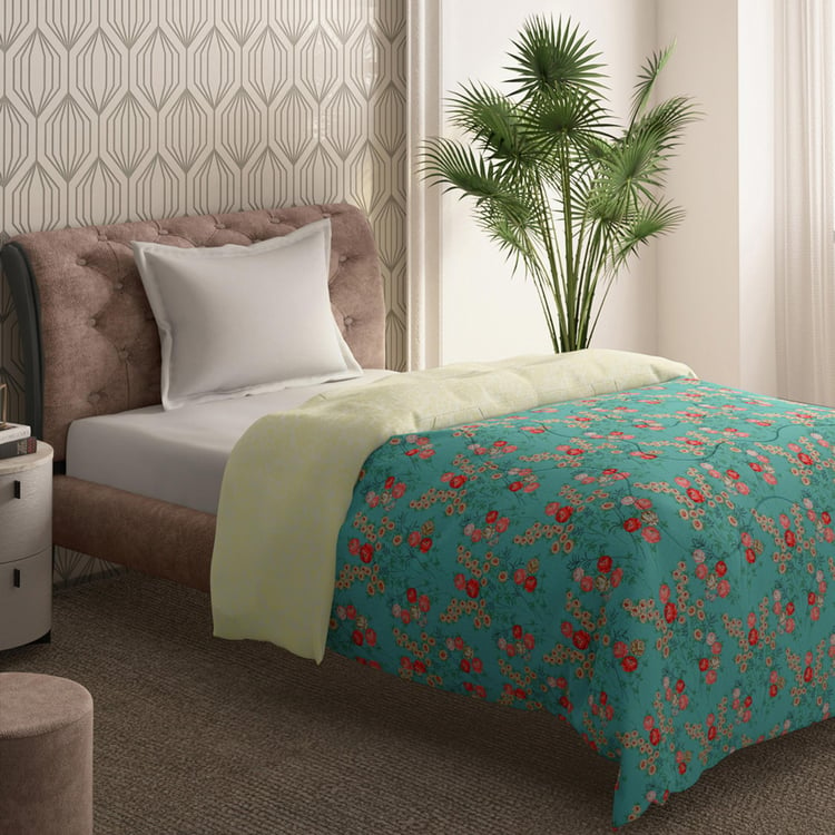 PORTICO Shalimaar Blue Floral Cotton Single Comforter - 152x224cm