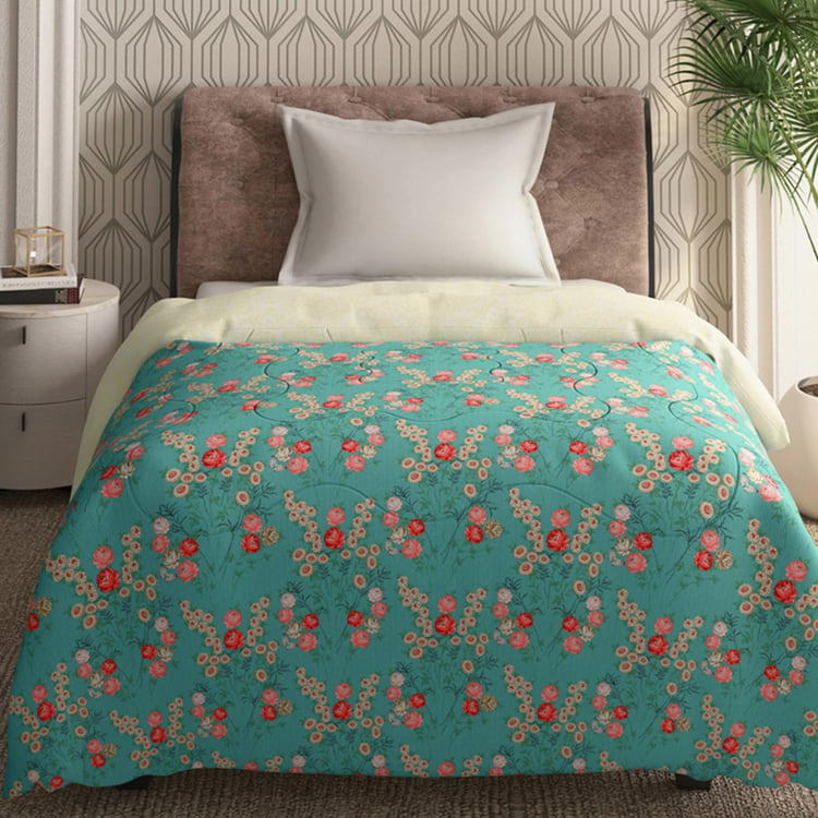 PORTICO Shalimaar Blue Floral Cotton Single Comforter - 152x224cm