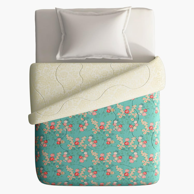 PORTICO Shalimaar Blue Floral Cotton Single Comforter - 152x224cm