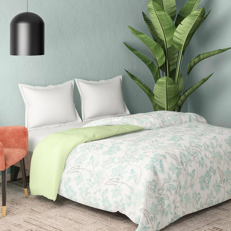 PORTICO Whispering Tales White Cotton King Size Comforter - 224x274cm