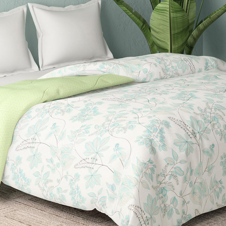 PORTICO Whispering Tales White Cotton King Size Comforter - 224x274cm