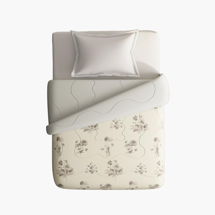 PORTICO Whispering Tales White Printed Cotton Single Bed Comforter - 152x220cm