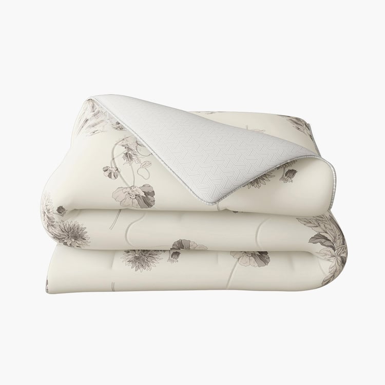 PORTICO Whispering Tales White Printed Cotton Single Bed Comforter - 152x220cm