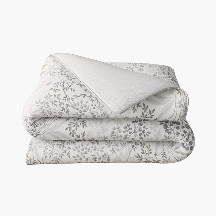 PORTICO Whispering Tales White Printed Cotton Single Bed Comforter - 152x220cm