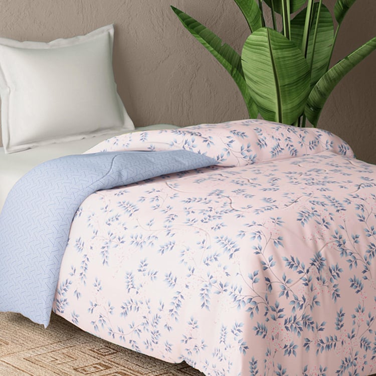 PORTICO Whispering Tales Pink Printed Cotton Single Bed Comforter - 152x220cm