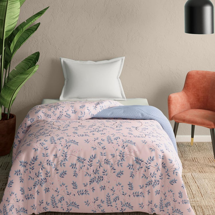 PORTICO Whispering Tales Pink Printed Cotton Single Bed Comforter - 152x220cm