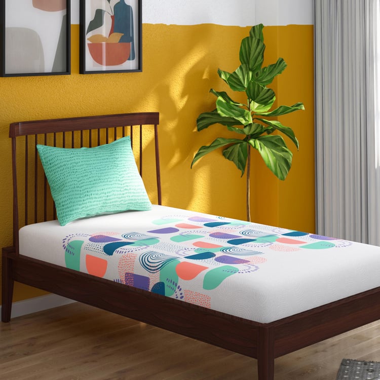 PORTICO Hashtag Multicolour Cotton Single Bedsheet Set - 152x229cm - 2Pcs