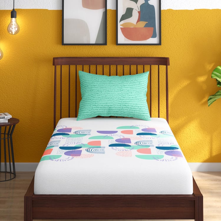 PORTICO Hashtag Multicolour Cotton Single Bedsheet Set - 152x229cm - 2Pcs