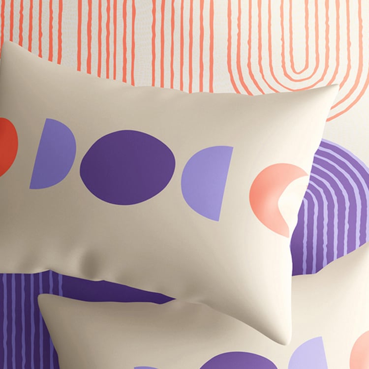 PORTICO Hashtag Purple Printed Cotton Single Bedsheet Set - 150 cm x 224 cm - 2 Pcs